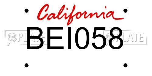 BEI058 California License Plate