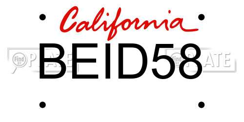 BEID58 California License Plate
