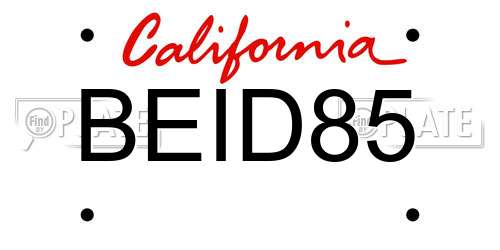 BEID85 California License Plate
