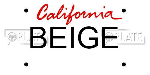 BEIGE California License Plate