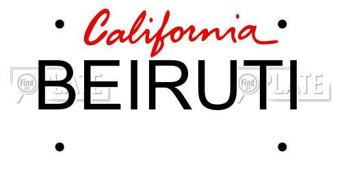 BEIRUTI California License Plate