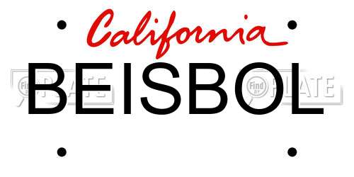 BEISBOL California License Plate