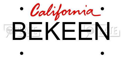 BEKEEN California License Plate