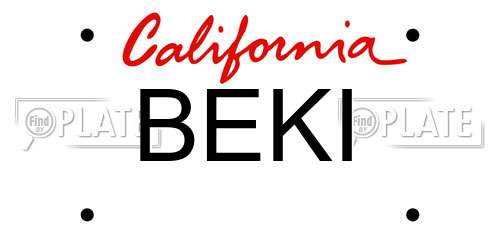 BEKI California License Plate