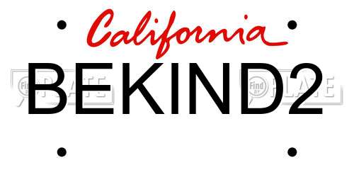 BEKIND2 California License Plate