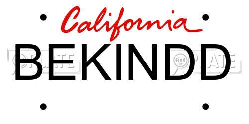 BEKINDD California License Plate