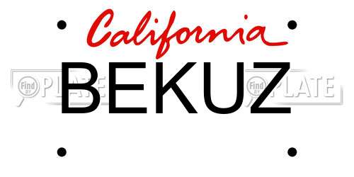 BEKUZ California License Plate