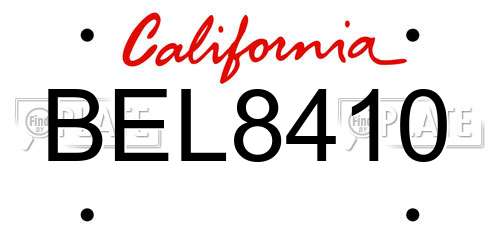 BEL8410 California License Plate