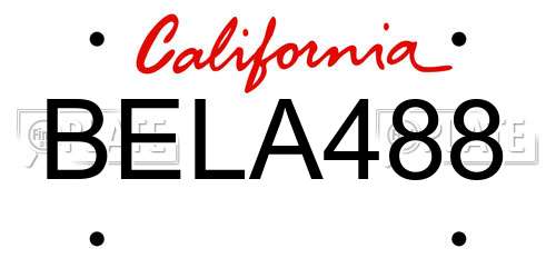 BELA488 California License Plate