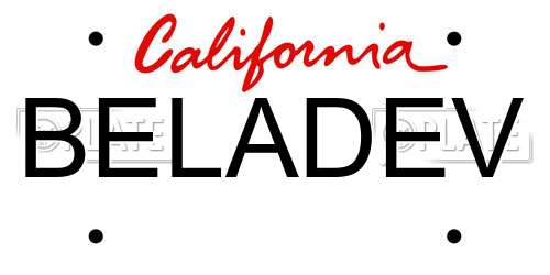 BELADEV California License Plate