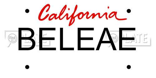 BELEAE California License Plate