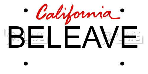 BELEAVE California License Plate