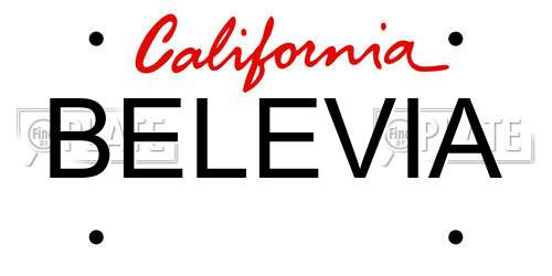 BELEVIA California License Plate