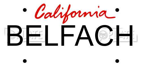 BELFACH California License Plate