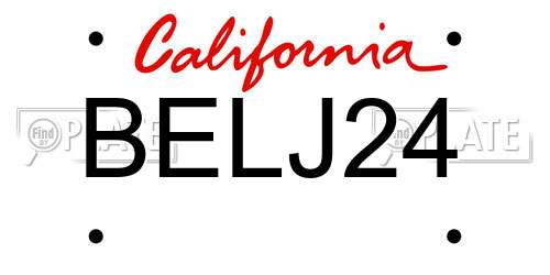 BELJ24 California License Plate