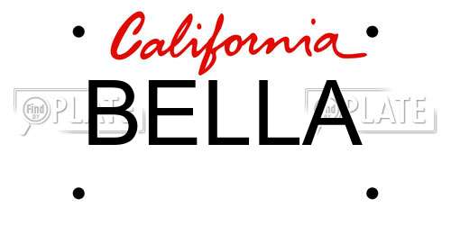 BELLA California License Plate