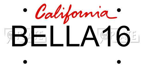 BELLA16 California License Plate