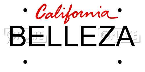 BELLEZA California License Plate