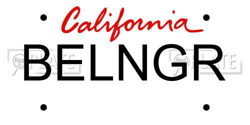 BELNGR California License Plate
