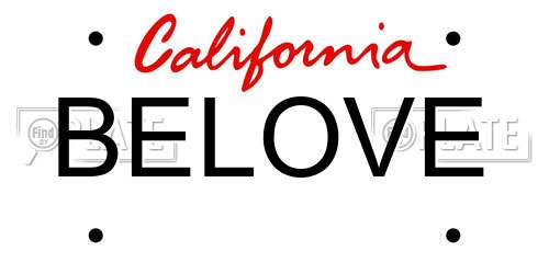 BELOVE California License Plate
