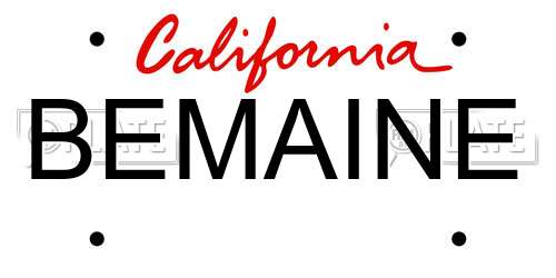 BEMAINE California License Plate