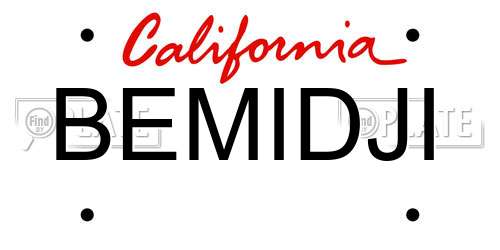 BEMIDJI California License Plate