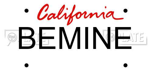 BEMINE California License Plate
