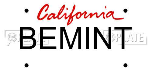 BEMINT California License Plate