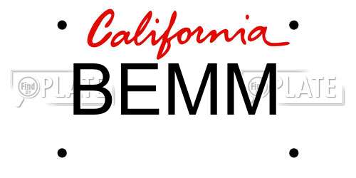 BEMM California License Plate