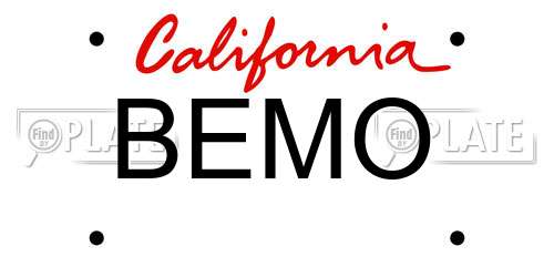 BEMO California License Plate