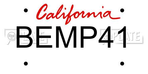 BEMP41 California License Plate