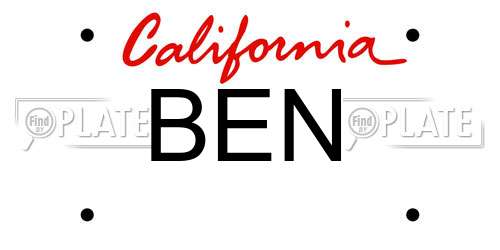 BEN California License Plate