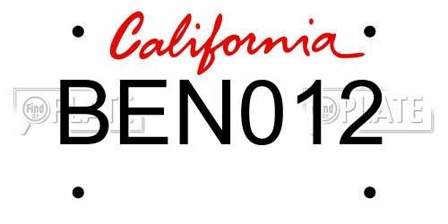 BEN012 California License Plate