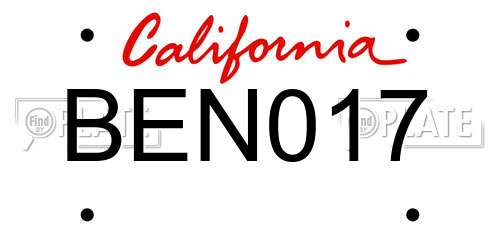 BEN017 California License Plate