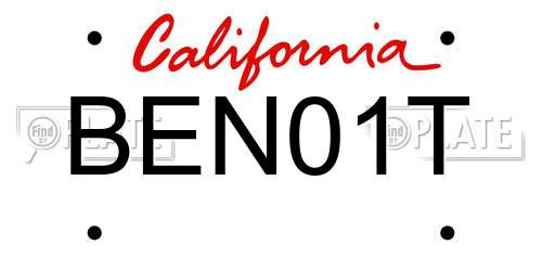 BEN01T California License Plate