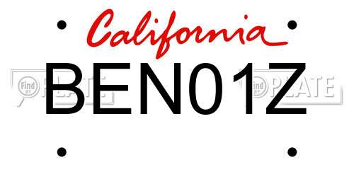 BEN01Z California License Plate
