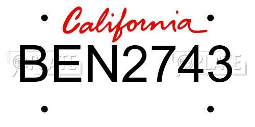 BEN2743 California License Plate