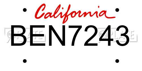 BEN7243 California License Plate