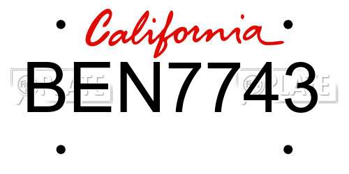 BEN7743 California License Plate