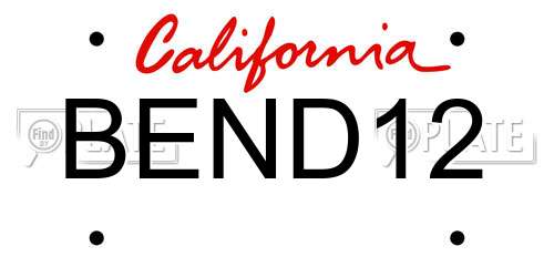 BEND12 California License Plate