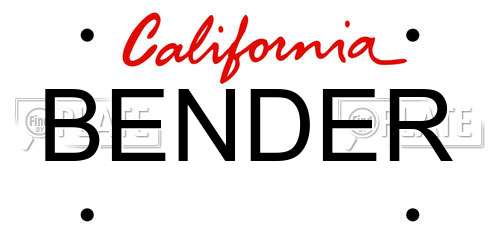 BENDER California License Plate