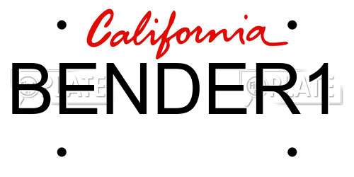 BENDER1 California License Plate