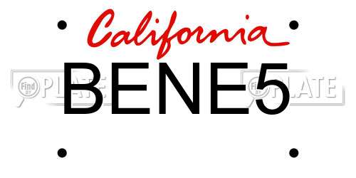 BENE5 California License Plate