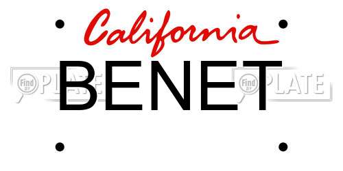BENET California License Plate