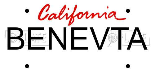 BENEVTA California License Plate