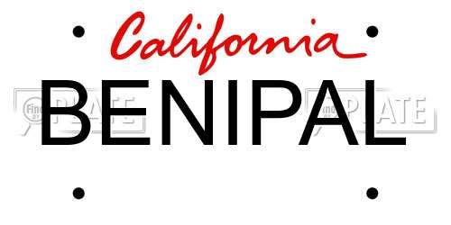 BENIPAL California License Plate