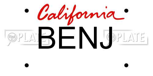 BENJ California License Plate