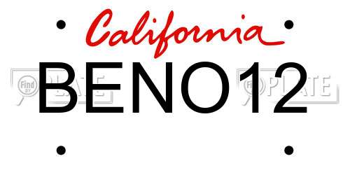 BENO12 California License Plate