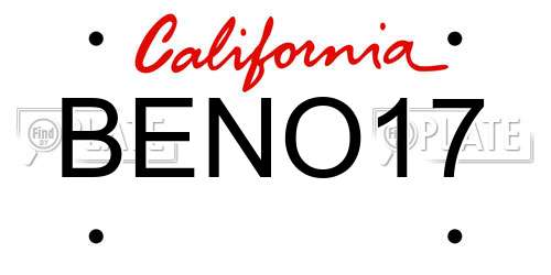 BENO17 California License Plate