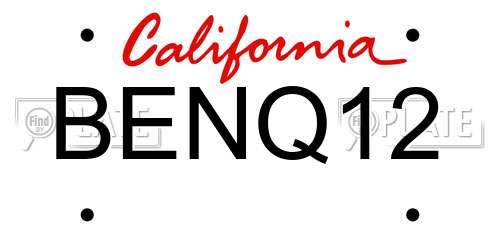 BENQ12 California License Plate